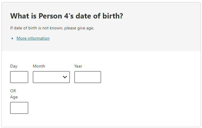 Additional information relating to the question on: What is the person’s date of birth and age?