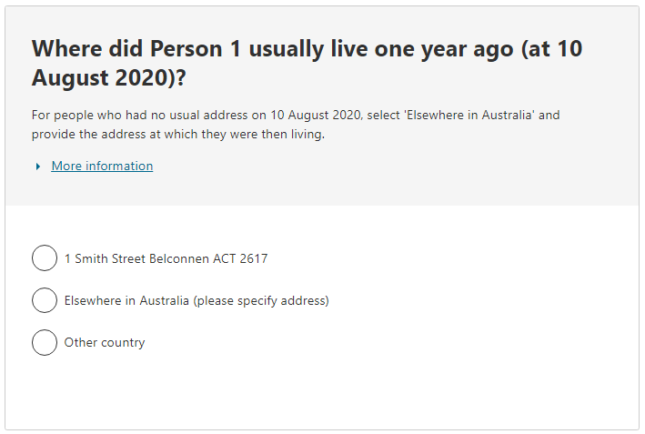 Where did the person usually live on year ago (at 10 August 2020)?