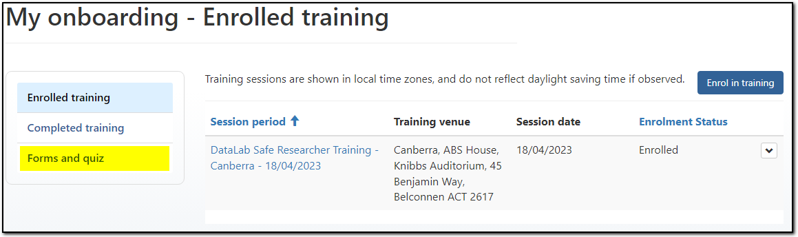 Forms and quiz location