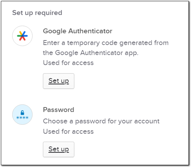 Set up security methods 