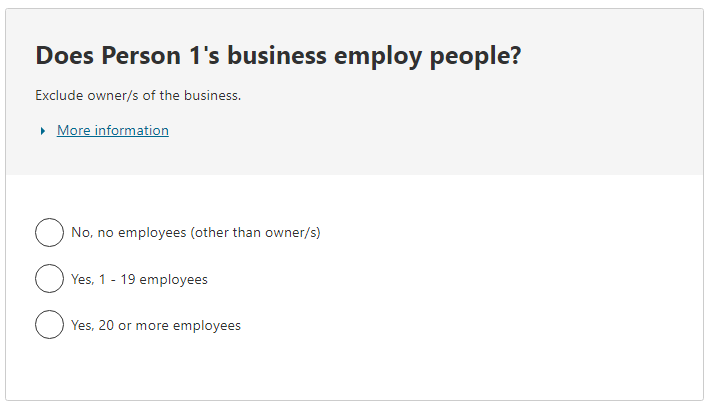 Does the person’s business employ people?