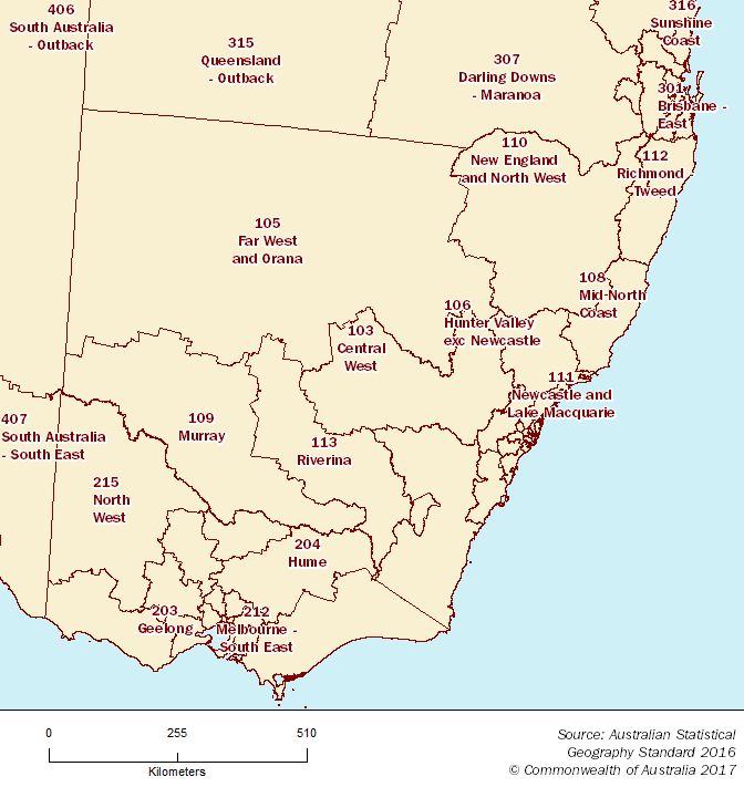 Statistical Area Level 4 map - New South Wales