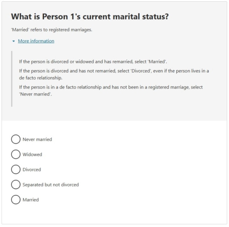 This image shows a question from the 2026 Census online form. Please see Description for more detail.