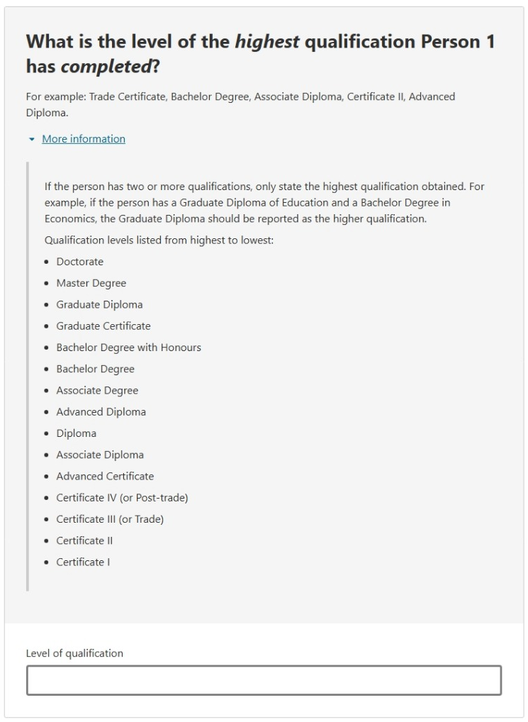 This image shows a question from the 2026 Census online form. Please see Description for more detail.