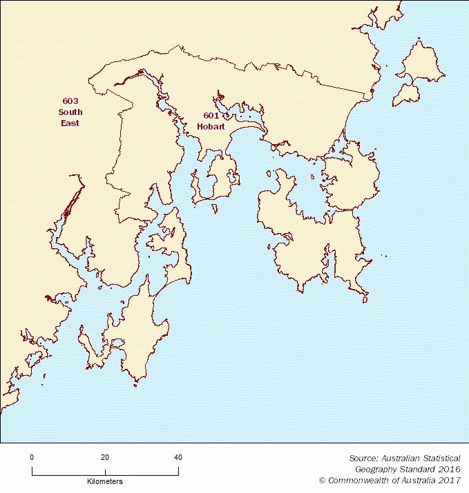 Statistical Area Level 4 map - Hobart