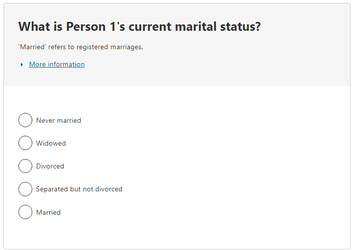 What is Person 1's current marital status?