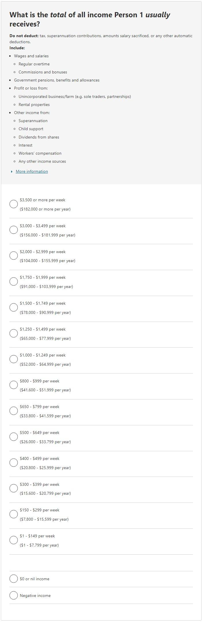 What is the total of all income the person usually receives?