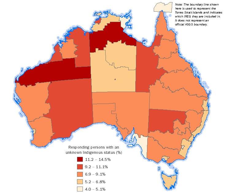 Indigenous status unknown by Indigenous Region, 2016