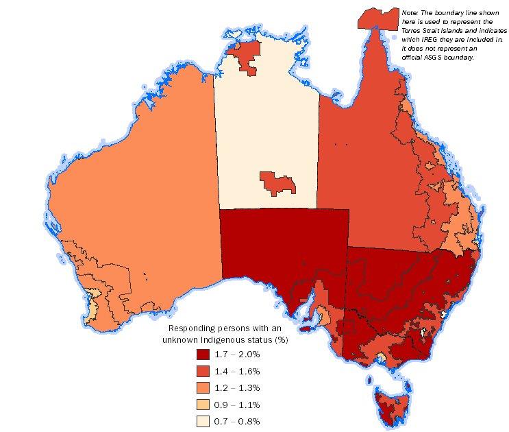 Responding persons with an unknown Indigenous status by remoteness area, 2016