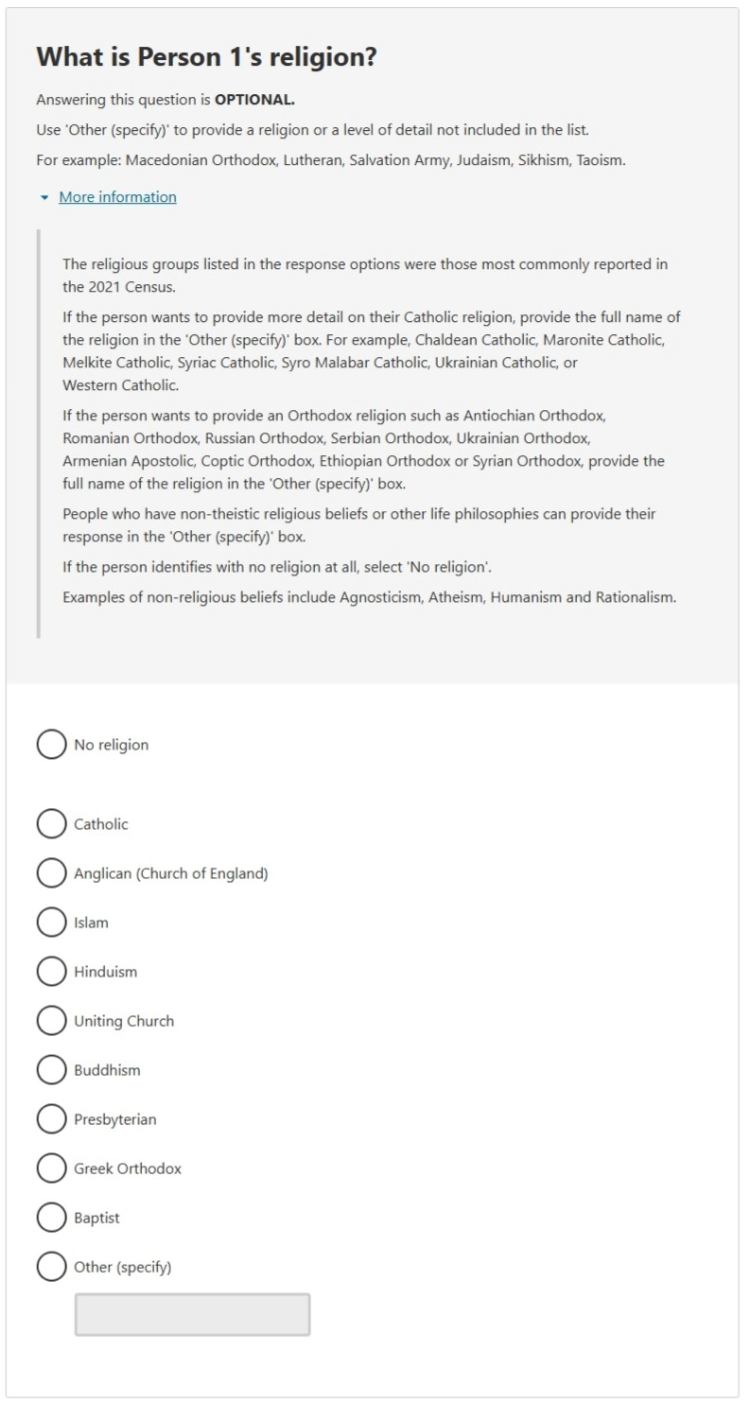 This image shows a question from the 2026 Census online form. Please see Description for more detail.
