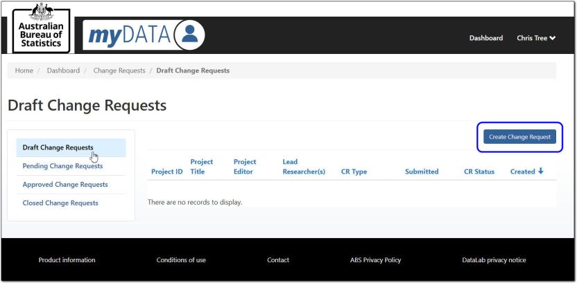 Location of change request button