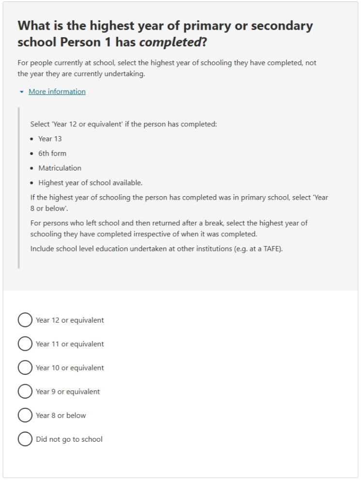 This image shows a question from the 2026 Census online form. Please see Description for more detail.