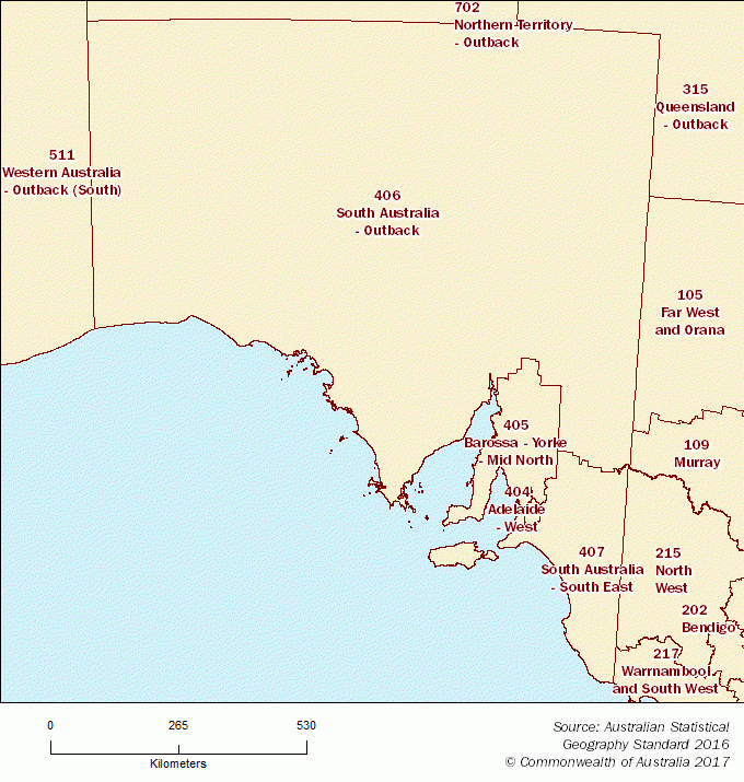 Statistical Area Level 4 map - South Australia