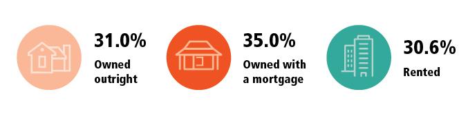 31% owned outright. 35% owned with a mortgage. 30.6% rented