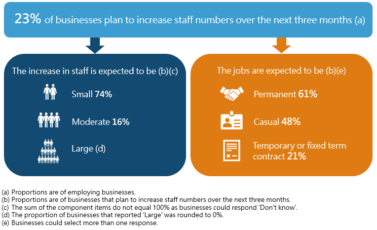 Composition of increase to staff numbers over the next three months