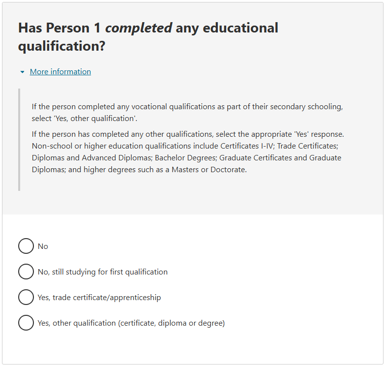 Has the person completed any educational qualification? 