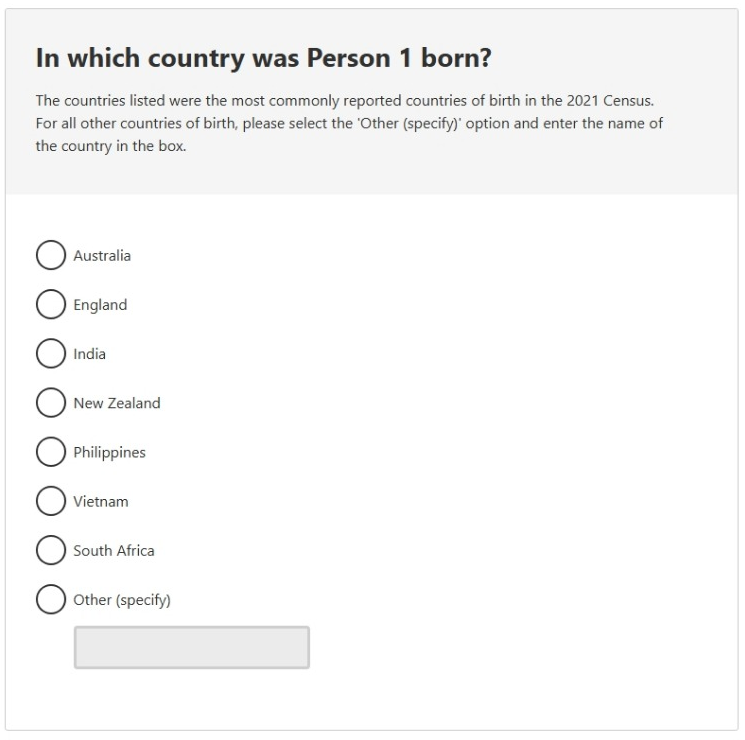 This image shows a question from the 2026 Census online form. Please see Description for more detail.
