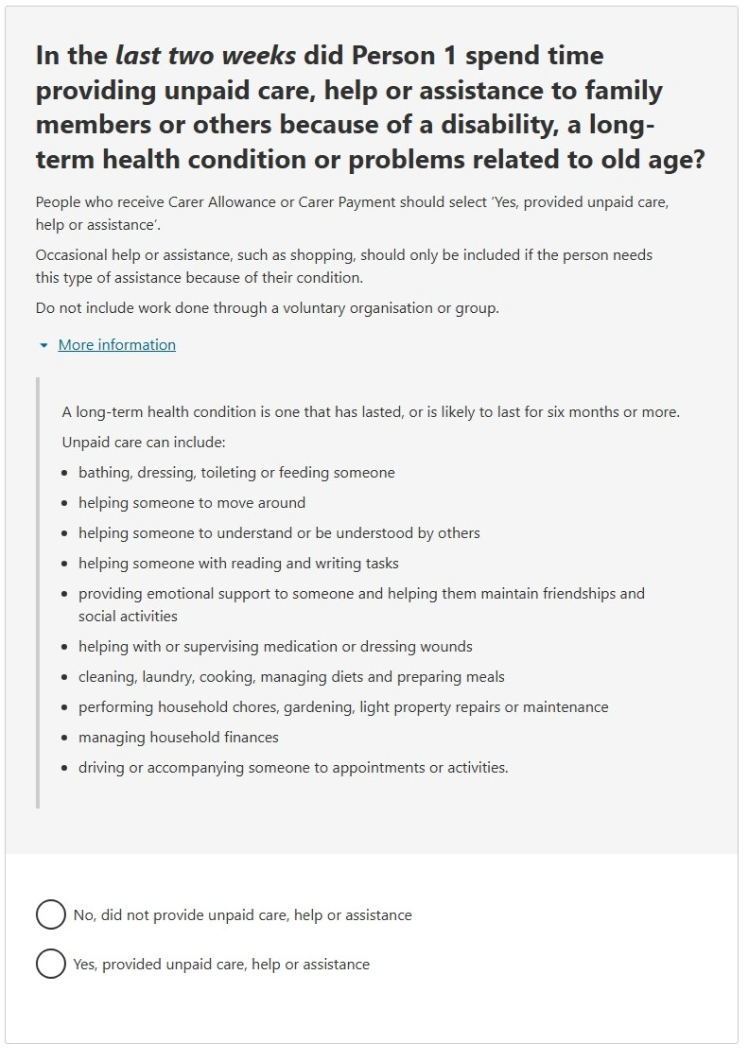 This image shows a question from the 2026 Census online form. Please see Description for more detail.