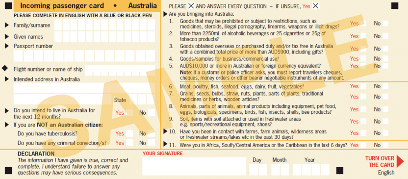 Incoming card - front