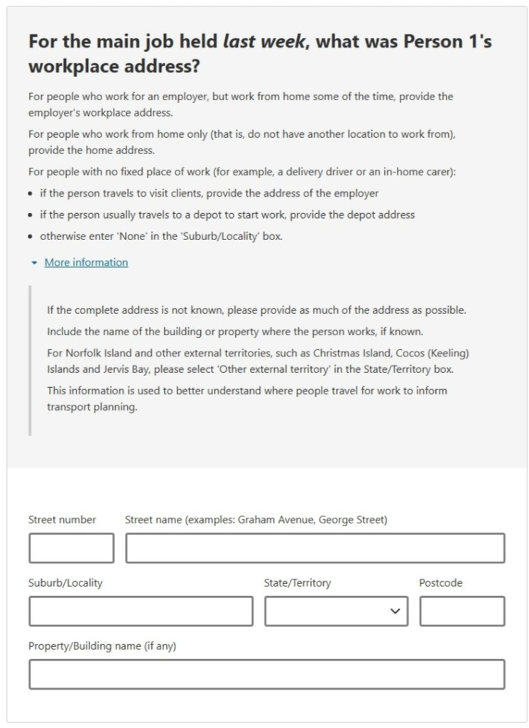 This image shows a question from the 2026 Census online form. Please see Description for more detail.