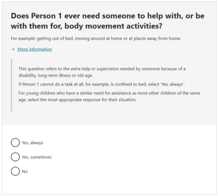 This image shows a question from the 2026 Census online form. Please see Description for more detail.