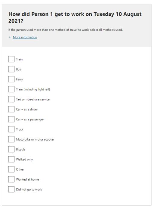 How did the person get to work on Tuesday 10 August 2021? 