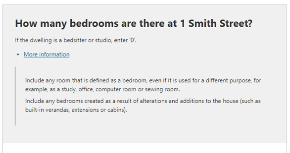 Additional information relating to the question on: How many bedrooms are there in this dwelling? 