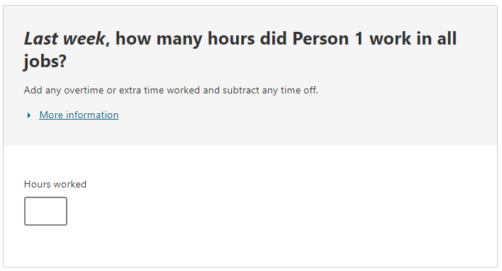 Last week, how many hours did the person work in all jobs? 