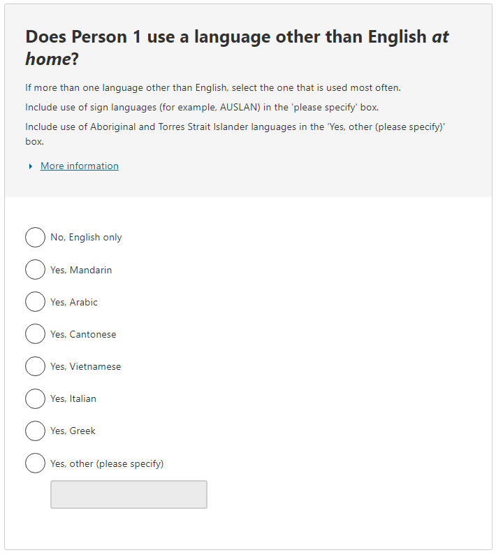 Does the person use a language other than English at home?