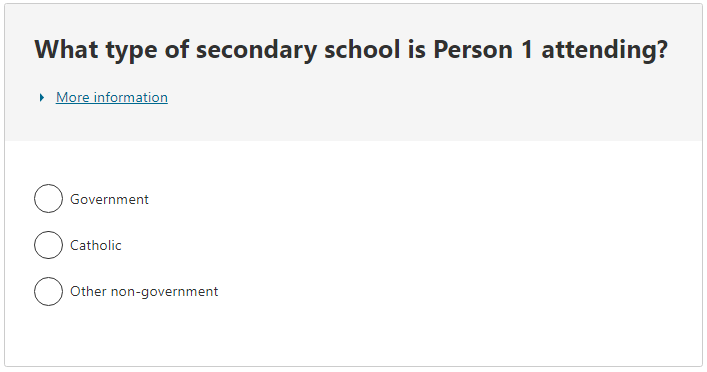 Attainment of Certificate III or higher or working towards a non-school qualification example - Secondary school response selected