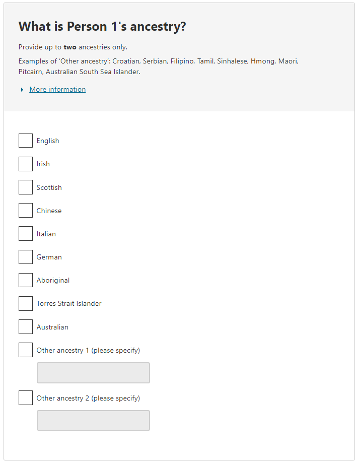 What is the person’s ancestry?