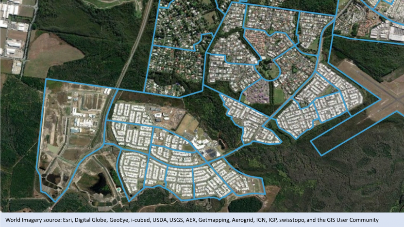 This image shows that in Edition 3 (2021), some Statistical Areas Level 1 have been redesigned to avoid crossing through new residential development.
