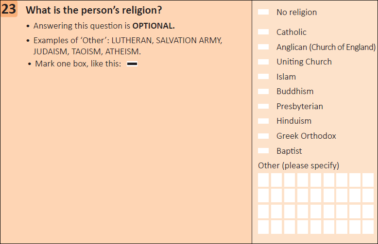 This question seeks information on a person's religion. 