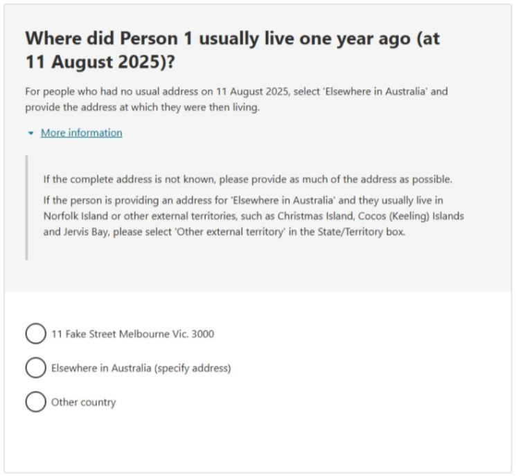 This image shows a question from the 2026 Census online form. Please see Description for more detail.