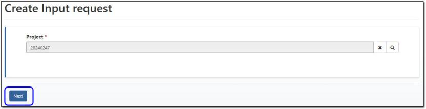 Location of next button to create the input request