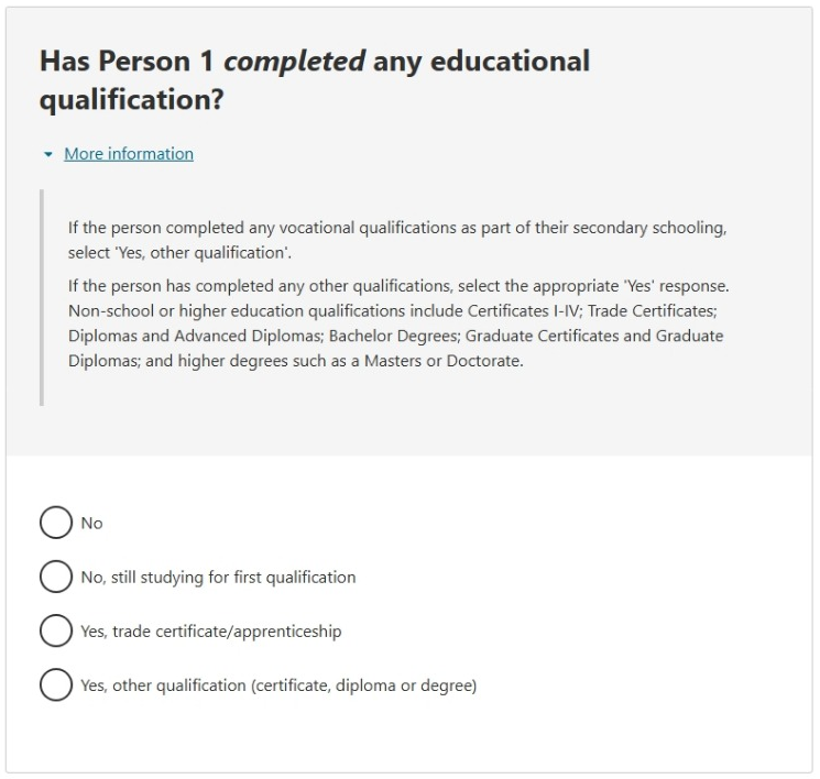 This image shows a question from the 2026 Census online form. Please see Description for more detail.