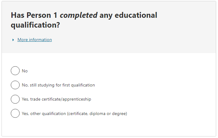 Has the person completed any educational qualification? 