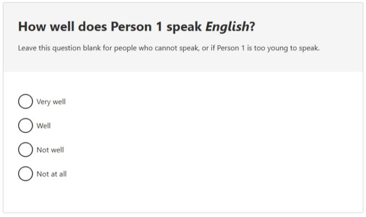 This image shows a question from the 2026 Census online form. Please see Description for more detail.