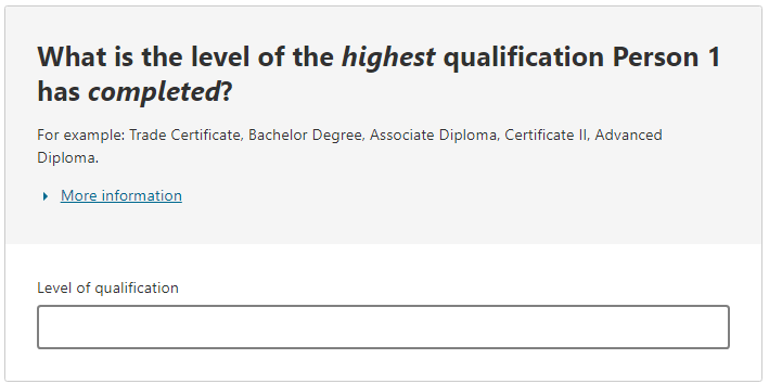 What is the level of the highest qualification the person has completed? 