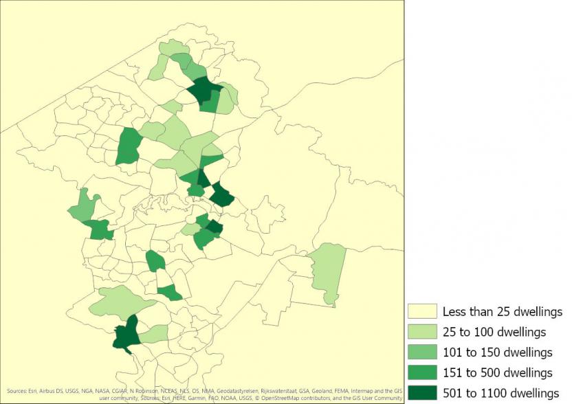 Figure 24: Number of apartments completed, Australian Capital Territory SA2s, 2016 to 2019