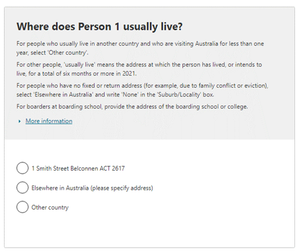 Where does the person usually live? 