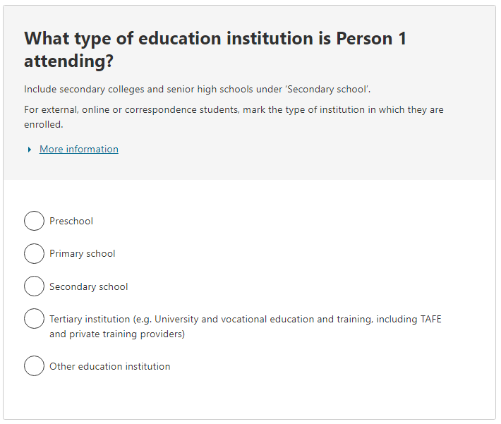 What type of education institution is the person attending? 