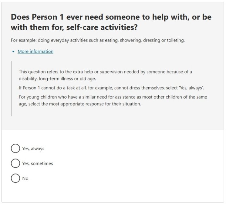 This image shows a question from the 2026 Census online form. Please see Description for more detail.