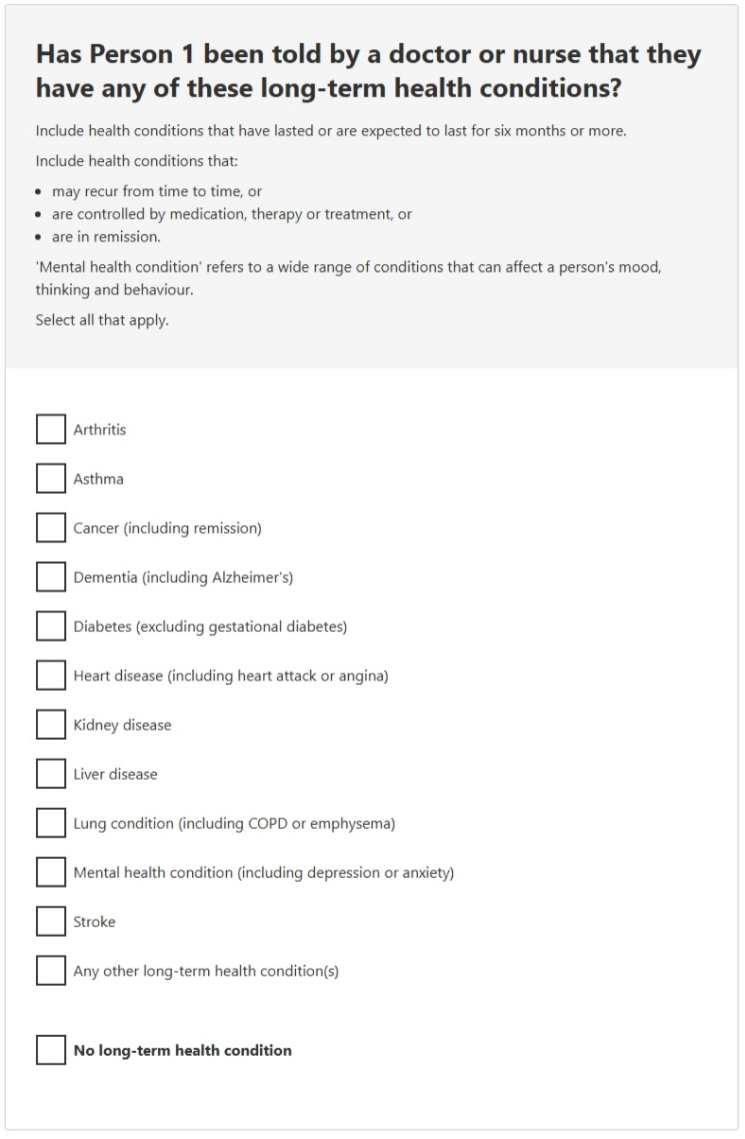 This image shows a question from the 2026 Census online form. Please see Description for more detail.