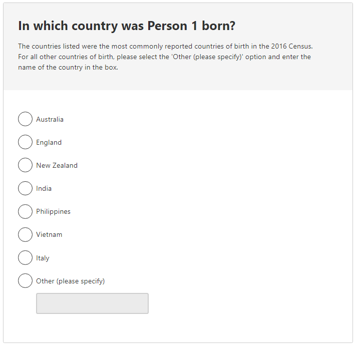 In which country was the person born?