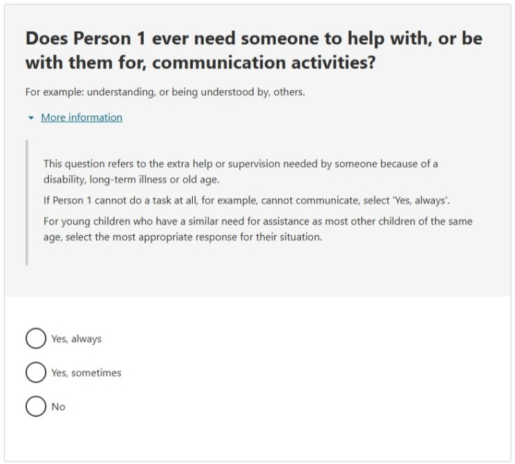 This image shows a question from the 2026 Census online form. Please see Description for more detail.