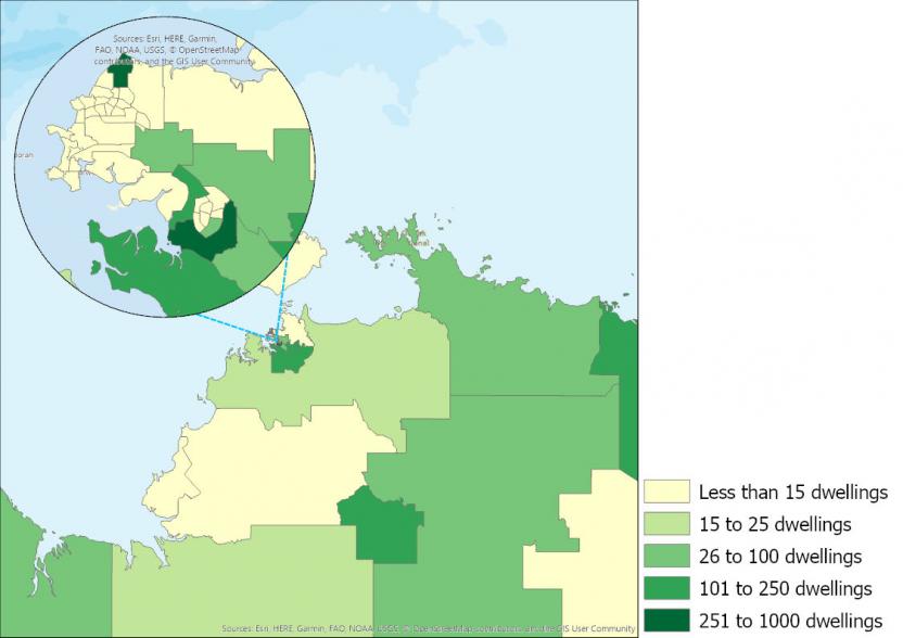 Figure 19: Number of houses completed, Northern Territory SA2s, 2016 to 2019