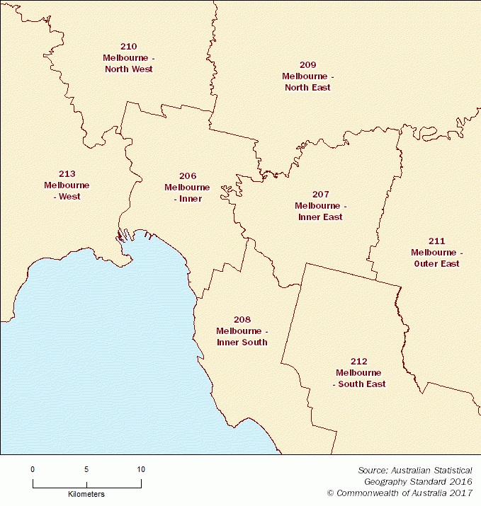 Statistical Area Level 4 map - Melbourne