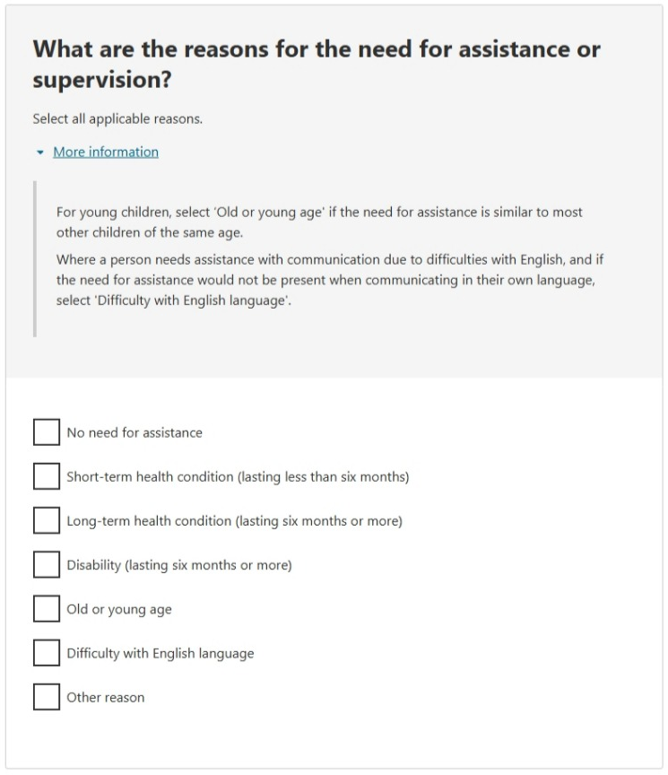 This image shows a question from the 2026 Census online form. Please see Description for more detail.