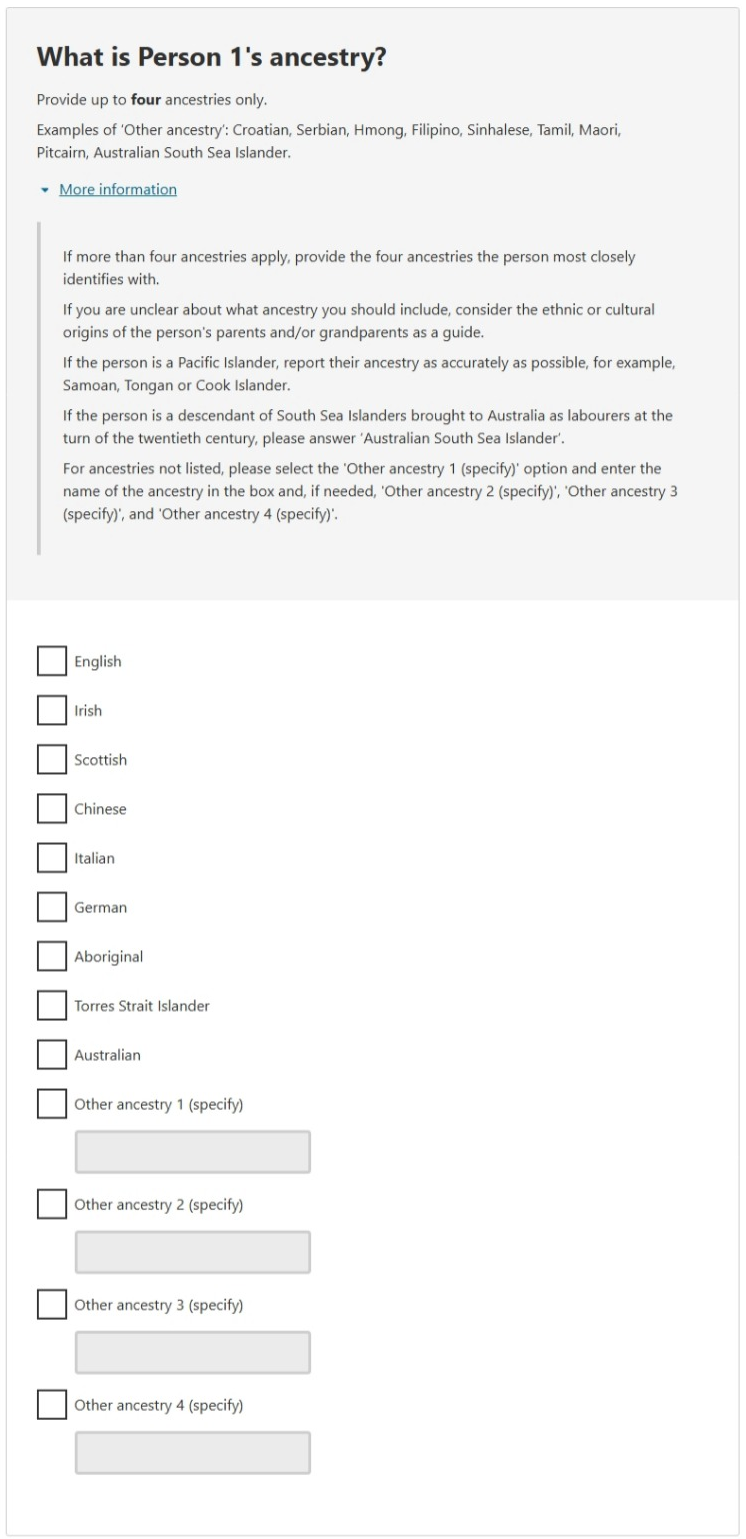 This image shows a question from the 2026 Census online form. Please see Description for more detail.